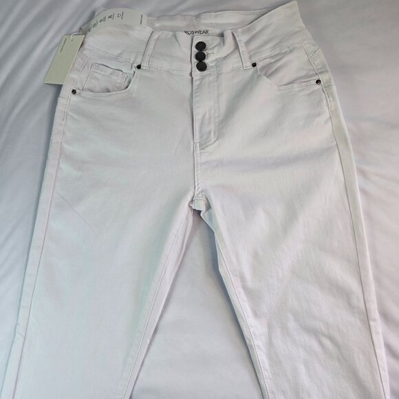 ROSWEAR Women's High Waisted Skinny Stretch Butt Lifting Jeans Sz L White - Picture 5 of 10